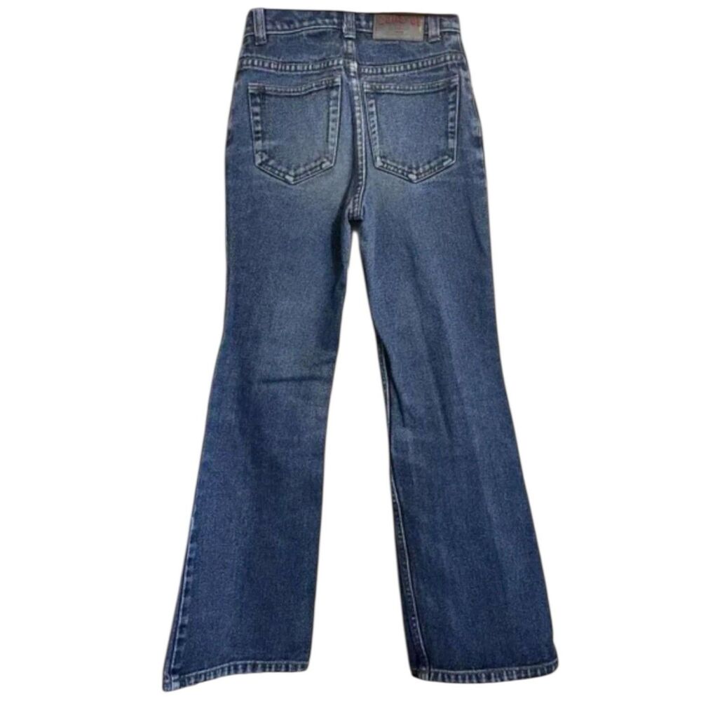 Vintage Y2K Girls Flare Jeans Size 10 Slim Blue Denim High Rise Retro Bootcut - Picture 3 of 15